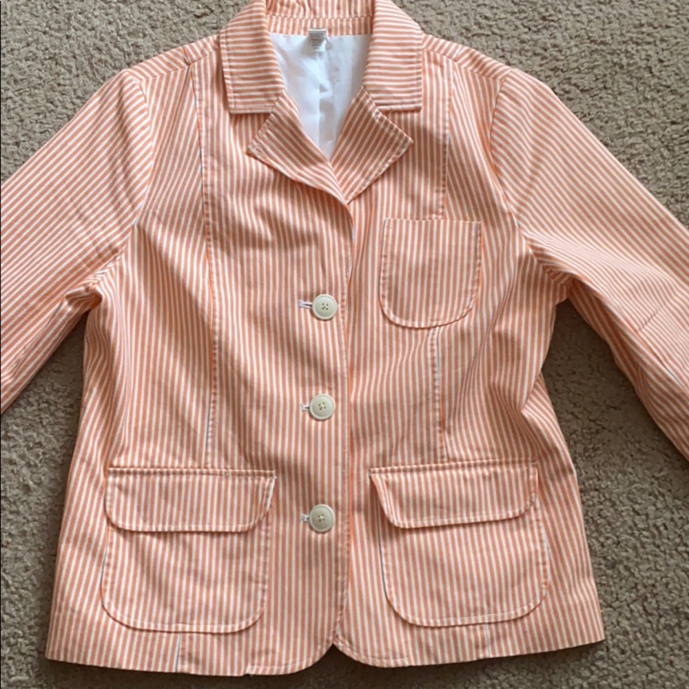 Old Navy peach white vertical striped blazer M/L